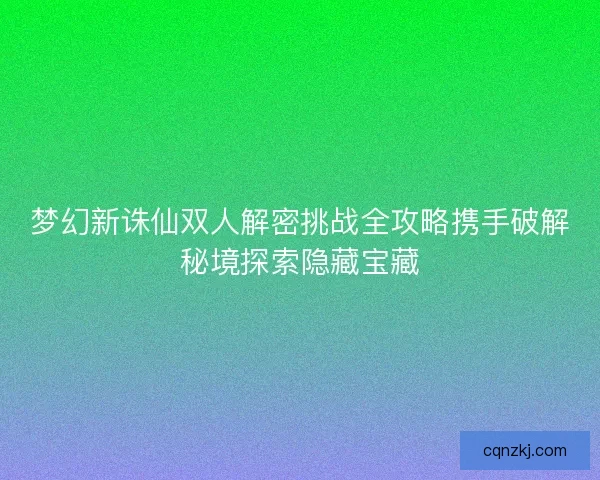 梦幻新诛仙双人解密挑战全攻略携手破解秘境探索隐藏宝藏