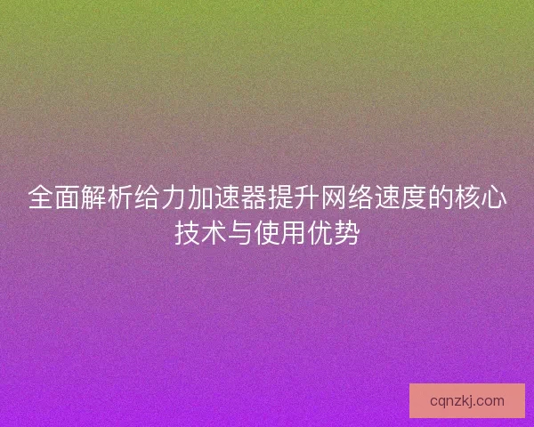全面解析给力加速器提升网络速度的核心技术与使用优势