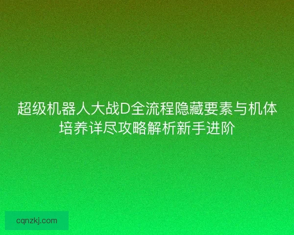 超级机器人大战D全流程隐藏要素与机体培养详尽攻略解析新手进阶
