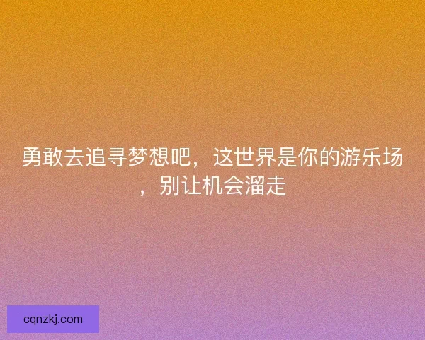 勇敢去追寻梦想吧，这世界是你的游乐场，别让机会溜走